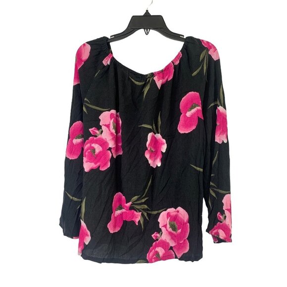 George Women's Black with Pink Flowers Top & Skirt Set - Picture 2 of 10